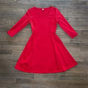 3/4 length sleeve soft and stretchy red dress. Extremely versatile piece